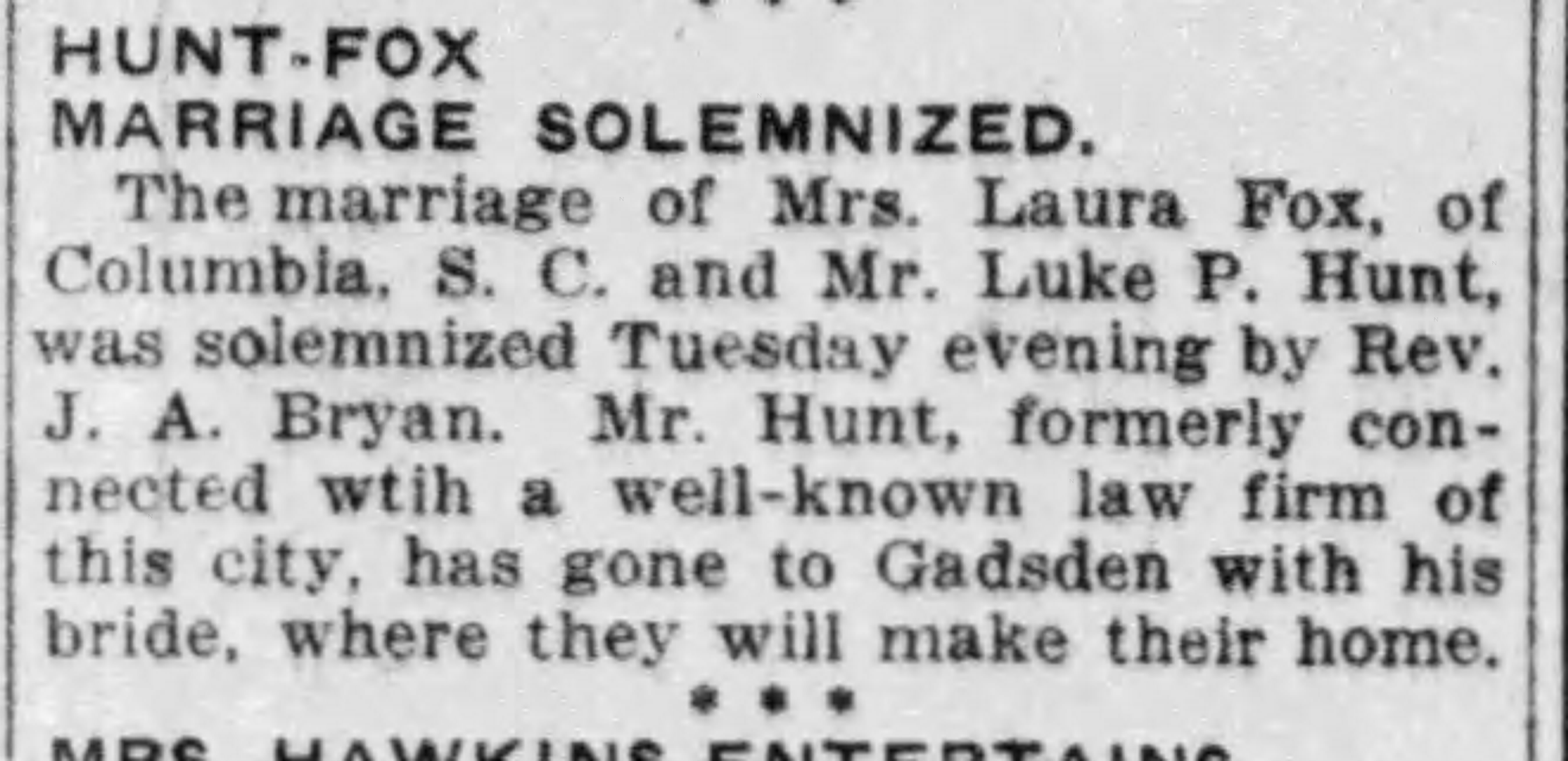 Laura Fox-Luke P. Hunt